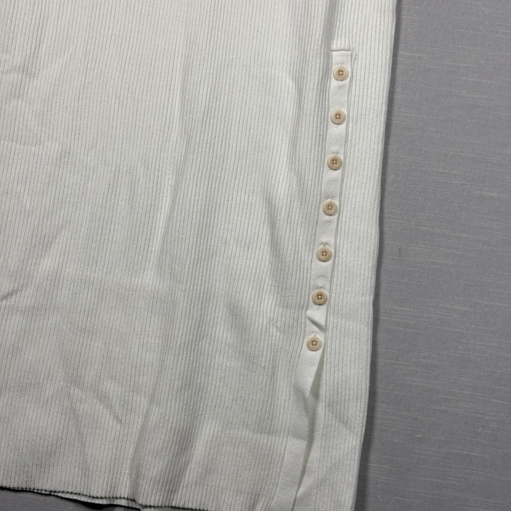 Lita Ciara Dress Womens Large White Casual Buttons Ribbed Quite Luxury Chic - Picture 4 of 10